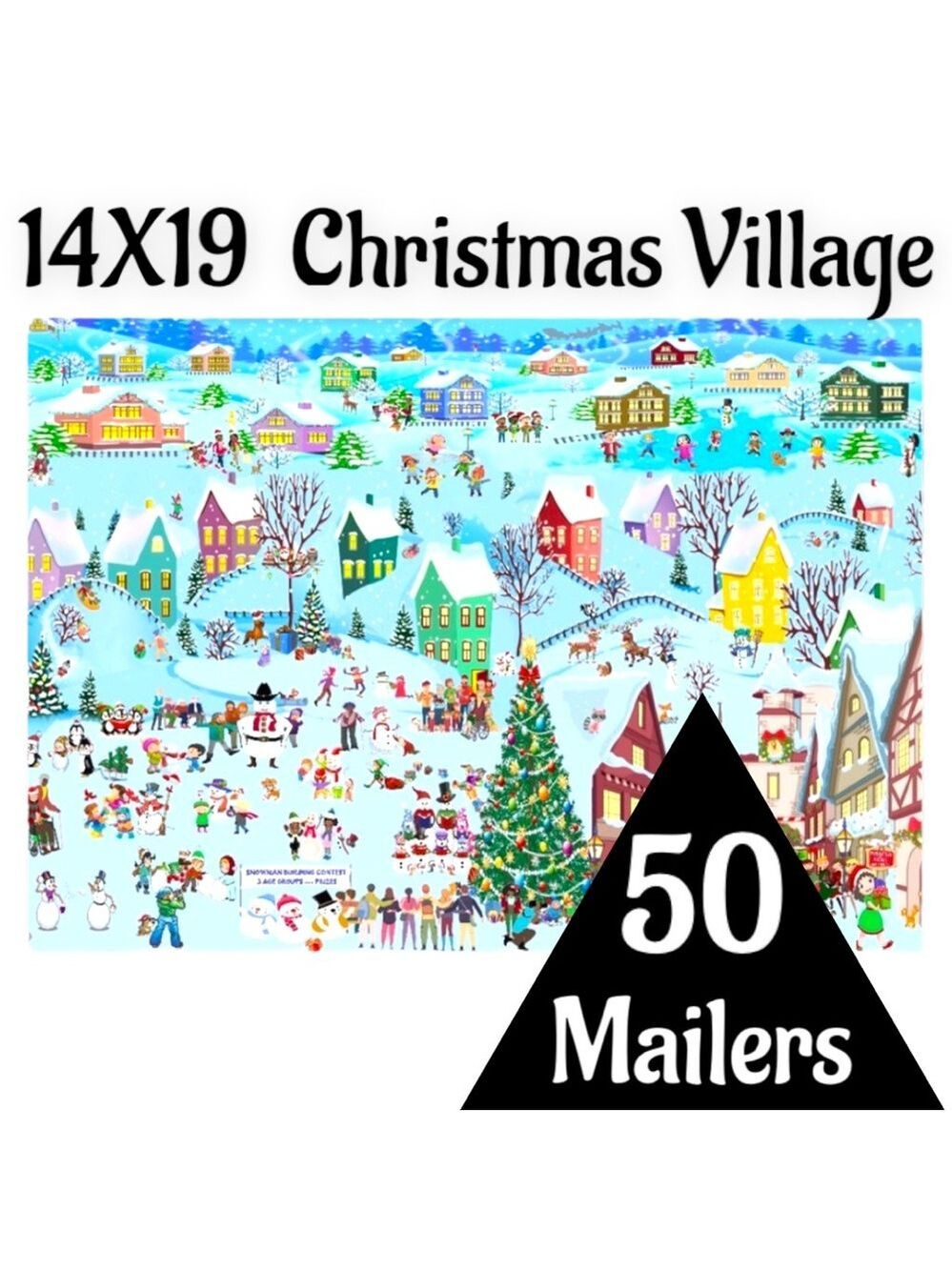 50 14x19 Poly Mailers Christmas Village Flat Shipping Envelopes PRICE IS FIRM - Picture 3 of 6